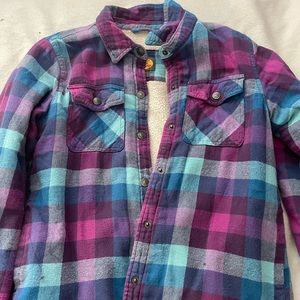 Girls Plaid Button Up Jacket